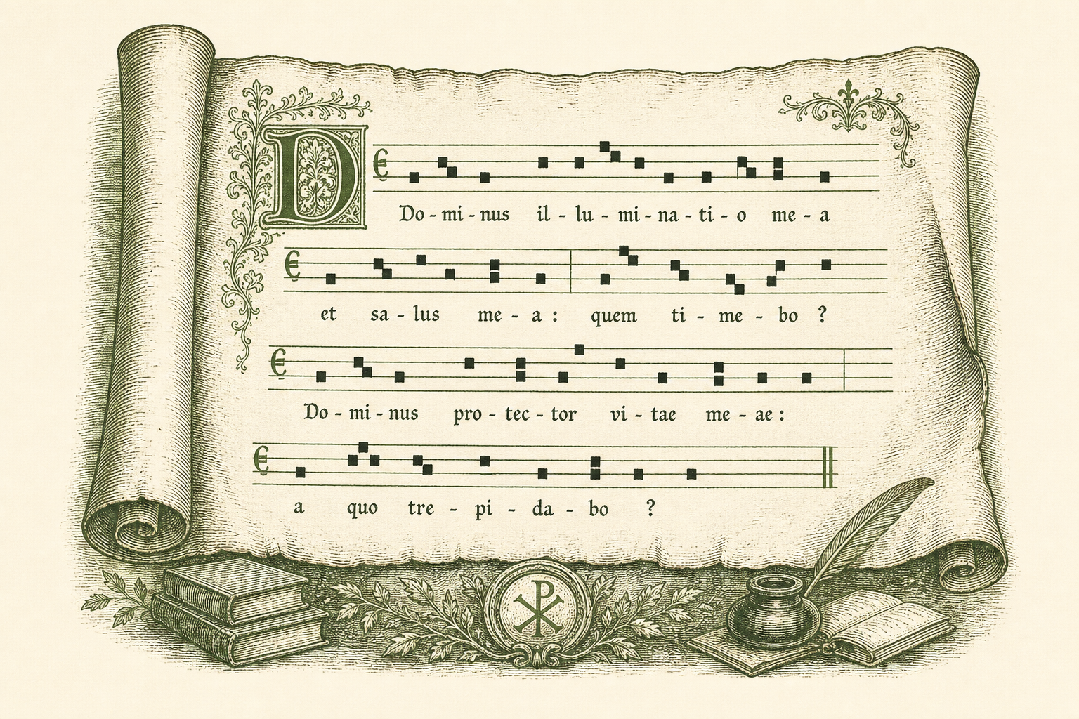 Antique chant manuscript scroll